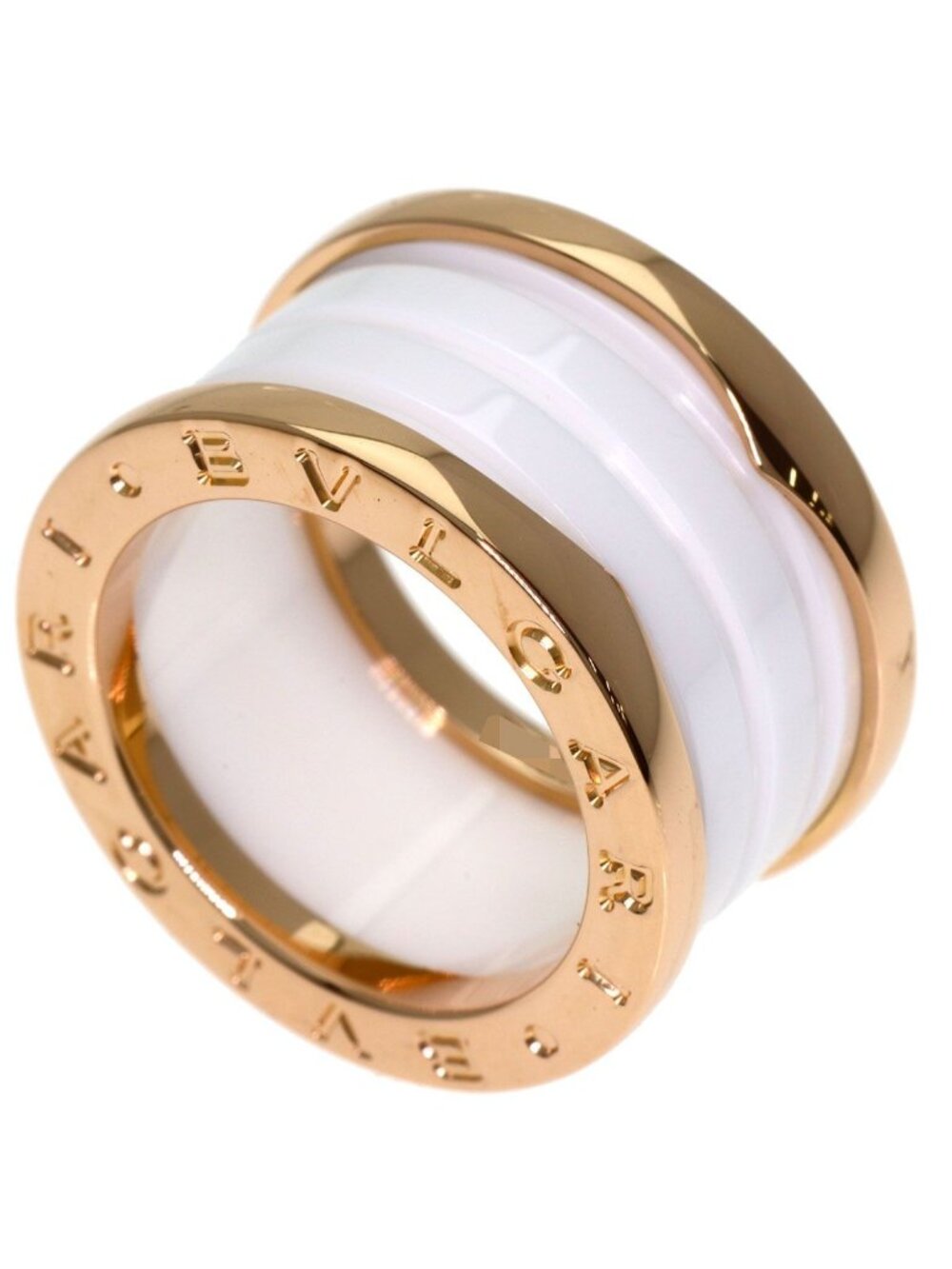 Bvlgari B.zero1 Band White Ceramic 49 Ring 18k Pink Gold